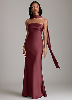 Azazie Saylor Brudtärnklänningar Klä av Sjöjungfru i Stretch Satin Axelbandslös Merlot image9