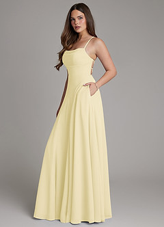 Azazie Irelia Bridesmaid Dresses Lemon Sorbet A-Line Sweetheart Neckline Chiffon Dress image2