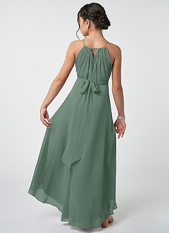 Azazie Oaklynn Junior Eucalyptus A-Line Pleated Chiffon Dress image3
