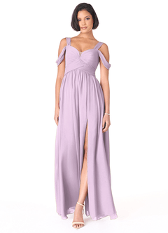 Azazie Lianne Brautjungfernkleider A-Linie Schulterfrei Chiffon Kleid Frostiges Flieder image2