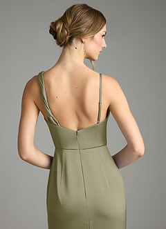 Azazie Samara Bridesmaid Dresses Pistachio Mermaid Pleated Stretch Satin Dress image6