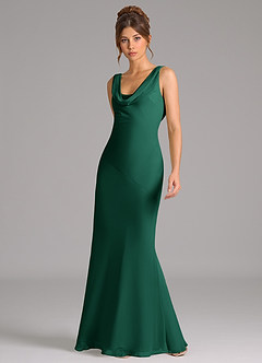 Azazie Rylina Bridesmaid Dresses Emerald Mermaid Pleated Chiffon Dress image5
