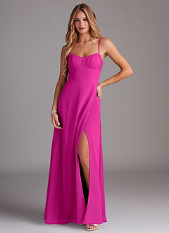 Azazie Breonna Final Sale Fuchsia A-Line Sweetheart Neckline Chiffon Dress image1