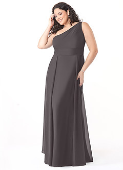 Azazie Dallas Bridesmaid Dresses Steel Grey A-Line One Shoulder Chiffon Dress image8