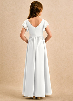 Azazie Milly Girls Formal Abiti da Ragazza di Fiori Abito A-Line in Chiffon Plissettato Bianco image2