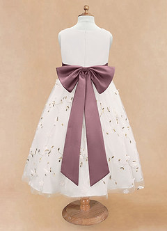 Azazie Pollie Flower Girl Dresses Ivory Vintage Mauve A-Line Bow Tulle Dress image12