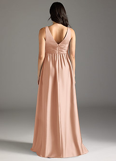 Azazie Yetta Maternity Bridesmaid Dresses A-Line Pleated Stretch Satin Floor-Length Dress image7