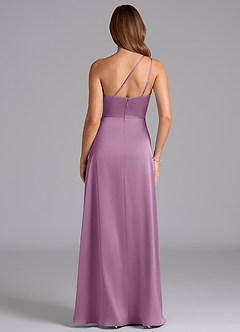 Azazie Trina Robes de demoiselle d'honneur Robe Trapèze en Satin extensible Ue épaule Glycine image2