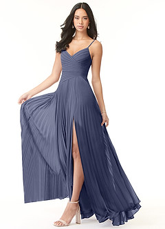 Azazie Vini Bridesmaid Dresses Stormy A-Line V-Neck Pleated Chiffon Dress image3