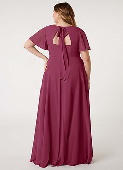 Azazie Kimber Bridesmaid Dresses Mulberry A-Line Flounce Sleeve Chiffon Dress image10