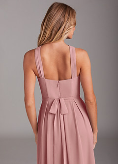 Azazie Dixie Abiti da Damigella Abito A-Line in Chiffon con Scollo Halter a Pieghe Rosa Polverosa image6
