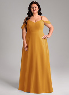 Azazie Marley Bridesmaid Dresses Butterscotch A-Line Off the Shoulder Chiffon Convertible Dress image11