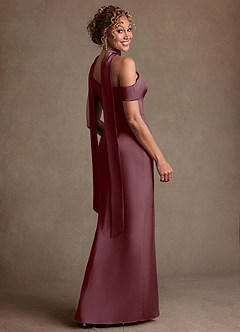 Azazie Kamala Suknie dla Matki Panny Młodej Osłona Jedno ramię Satyna elastyczna Długość podłogi Sukienka image5