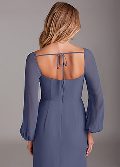 Azazie Charissa Bridesmaid Dresses Stormy Sheath Long Sleeve Chiffon Dress image2