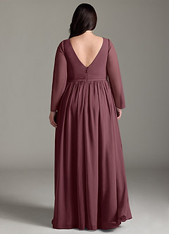 Azazie Teton Maternity Bridesmaid Dresses A-Line Long Sleeve Chiffon Floor-Length Dress image8