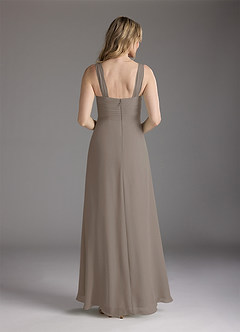 Azazie Weisz Mother of the Bride Dresses Taupe A-Line Square Neckline Pleated Chiffon Dress image6