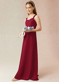 Azazie Denice Junior Burgundy A-Line Chiffon Dress image5