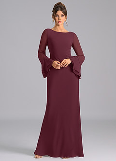 Azazie Leone Bridesmaid Dresses Cabernet Mermaid Corset Chiffon Dress image3
