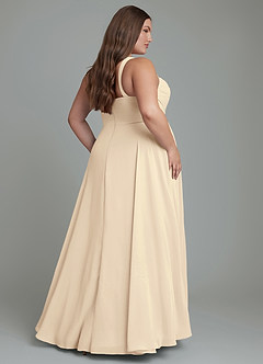 Azazie Shaude Abiti da Damigella Abito A-Line in Chiffon Plissettato Champagne image2