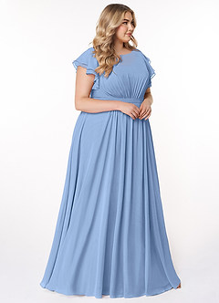 Azazie Daphne Bescheidene Brautjungfernkleider A-Linie Gekräuselt Chiffon Bodenlänge Kleider image9