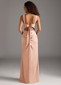 Azazie Jesaphine Bridesmaid Dresses Rose Gold Sheath Bow Stretch Satin Dress image5