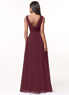 Azazie Karina Bridesmaid Dresses Cabernet A-Line Pleated Chiffon Dress image2
