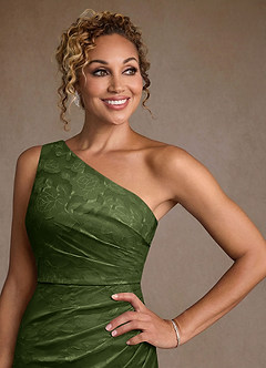 Azazie Joylin Mère de la mariée Robes Robe Trompette en Blumen-Burnout Une épaule Olive image5