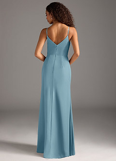 Azazie Deandra Robes de demoiselle d'honneur Robe Sirène en Mousseline de soie Plissée Bleu Maussade image6