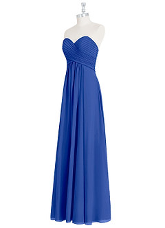 Azazie Yazmin Vestidos de damas de honor Vestido de Azul Real de Gasa de Corte en A Convertible con Escote de Corazón image10