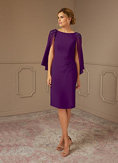 Azazie Carmela Mother of the Bride Dresses Grape Sheath Lace Chiffon Dress image6