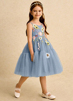 Azazie Osea Sukienki dla dziewczynek sypiących kwiaty Suknia balowa Pofałdowany Tiul Długość do kolan Sukienka image5