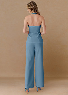 front Liora Light Blue Refined Weave Tailored Waistcoat
