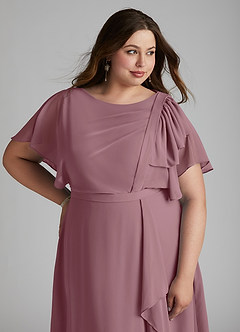 Azazie Aaliyah Modest Bridesmaid Dresses A-Line Scoop Pleated Chiffon Floor-Length Dress image11