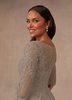 Azazie Calanthe Abiti per la Madre della Sposa Abito A-Line in Chiffon con Scollo a U Taupe image4