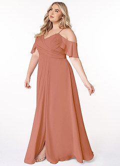 Azazie Dakota Bridesmaid Dresses MAI TAI A-Line V-Neck Pleated Chiffon Dress image15
