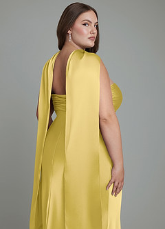 Azazie Saylor Vestidos de damas de honor Vestido Canario de Satén Elástico de Corte Sirena con Palabra de honor image19