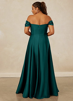 Christian Siriano Bridal for Azazie 1002 Brautjungfernkleider Wandelbar A-Linie Schulterfrei Stretch-Satin Kleid Pfau image16