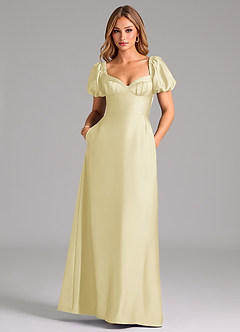 Azazie Fatima 신부 들러리 드레스 A라인 스윗하트 네크라인 스트레치 새틴 바닥 길이 드레스 image3