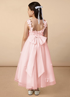 Azazie Ceres Flower Girl Dresses Blushing Pink Ball-Gown Lace Tulle Dress image4
