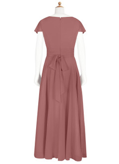 Azazie Payton Junior Desert Rose A-Line Bow Chiffon Dress image7