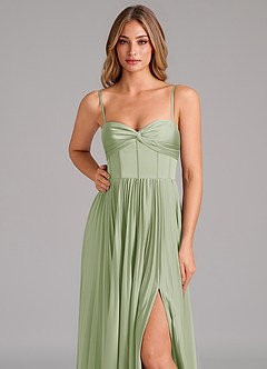 Azazie Akiko Brautjungfernkleider A-Linie Herzausschnitt Stretch-Satin Kleid Staubiger Salbeigrün image8