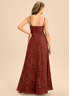 Azazie Kaylee Junior Vestido de Terracota de Devorado Floral de Corte en A con Con cinturón image2