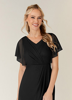Azazie Waverly Abiti per la Madre della Sposa Abito Tubino in Maglia Plissettato Nero image5