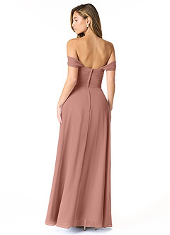 Azazie Kaitlynn Bridesmaid Dresses Cedar Rose Empire Ruched Chiffon Convertible Dress image3
