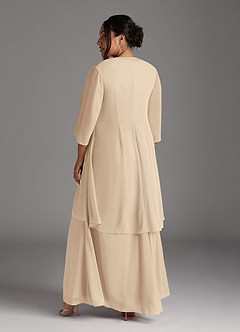 Azazie Manuella Kleider für die Brautmutter A-Linie V-Hals Gefaltet Chiffon Kleid Champagner image15