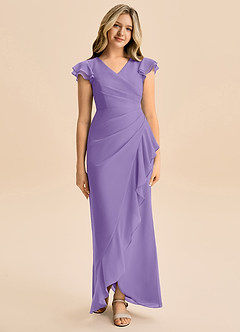 Azazie Julie Junior Tahiti Mermaid Ruched Chiffon Dress image4