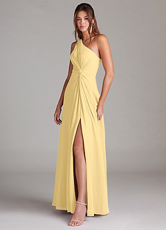 Azazie Brooke Bridesmaid Dresses Butter A-Line One Shoulder Chiffon Dress image5
