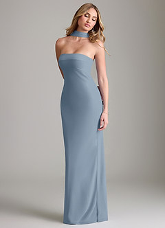 Azazie Lusinda Bridesmaid Dresses Dusty Blue Mermaid Off the Shoulder Chiffon Convertible Dress image7