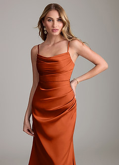 Azazie Lucille Bridesmaid Dresses Paprika Mermaid Strapless Stretch Satin Convertible Dress image5