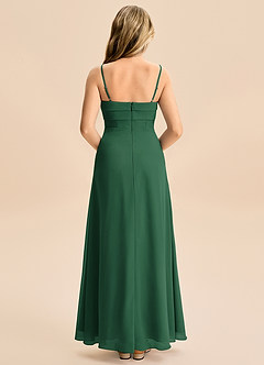 Azazie Jordyn Junior Vestido de Verde Oscuro de Gasa de Corte en A con Escote de Corazón image2